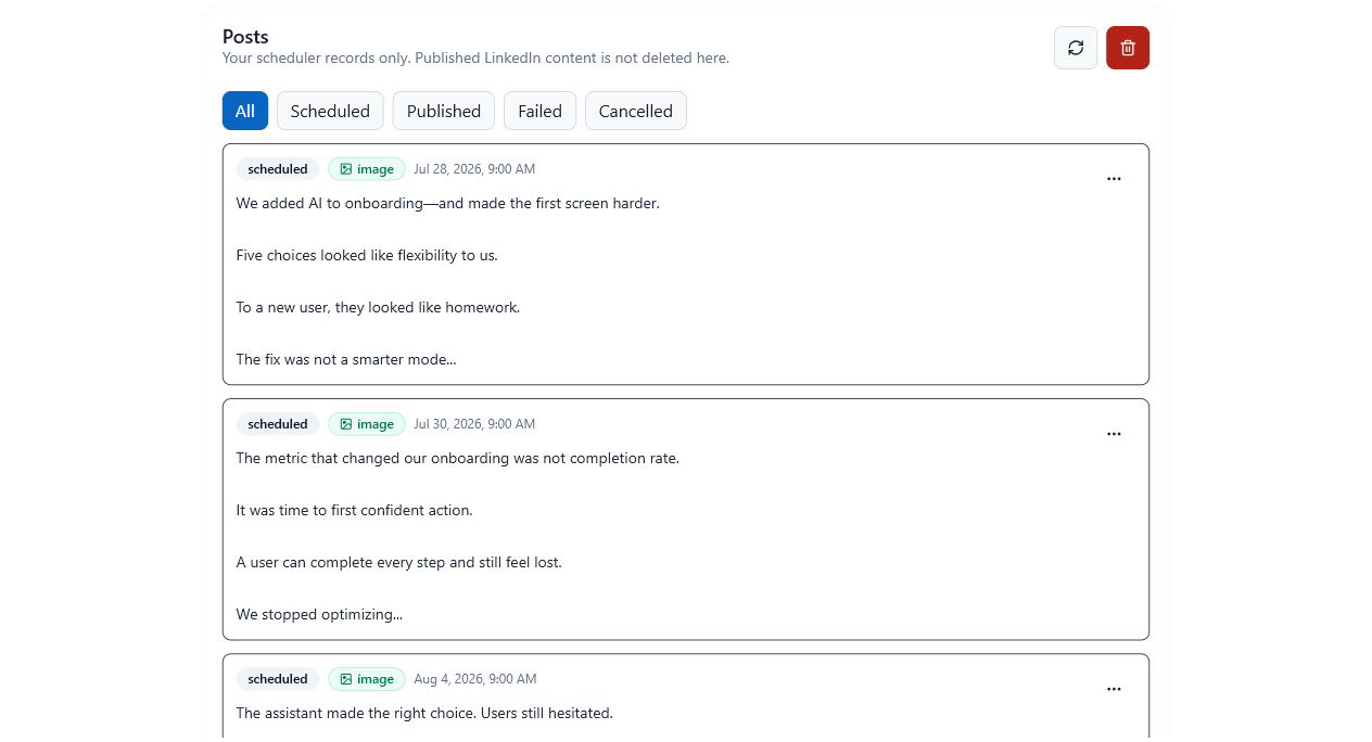 Agented List widget showing Guy Katz's scheduled four-post series